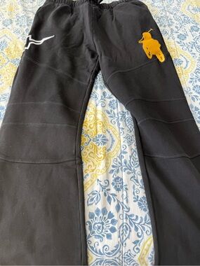 Triple 7 Men’s Black Sweatpants with Yellow Motocross Patch
